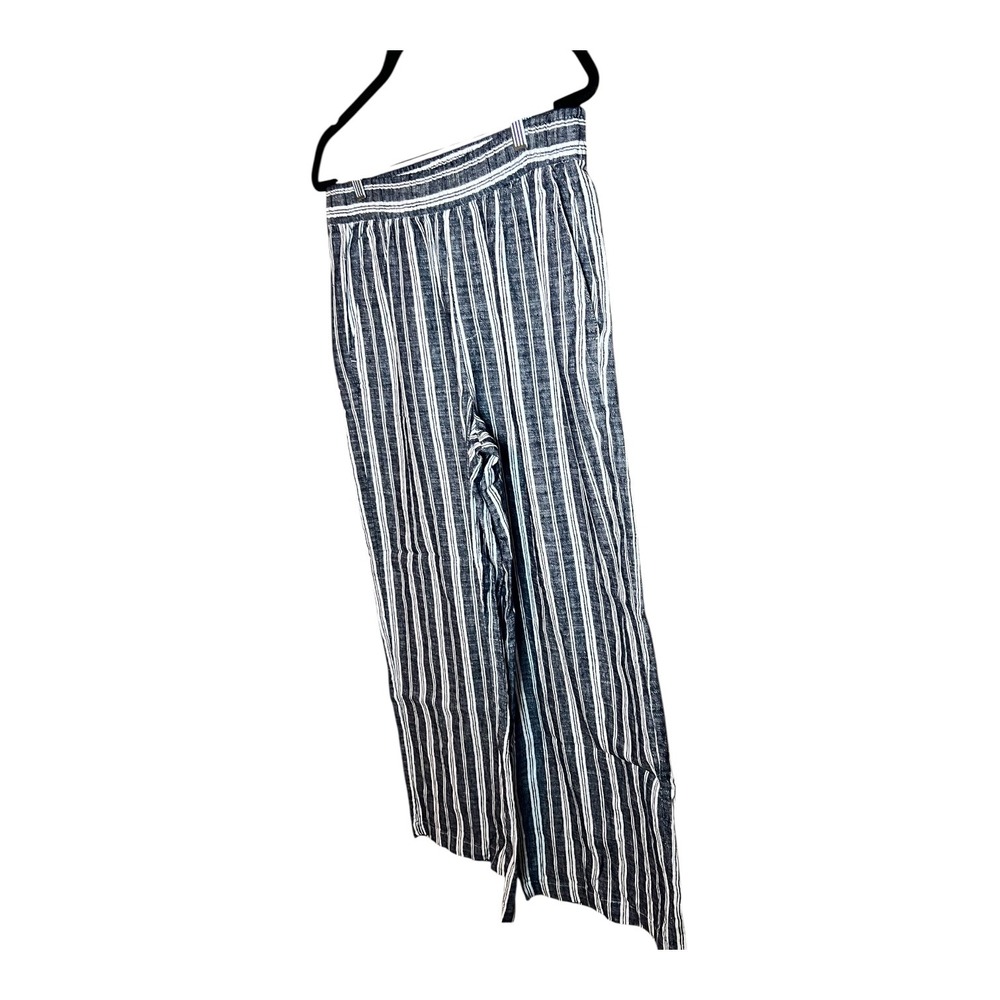 Old Navy Womens High Rise Wide Leg Linen Blend Striped‎ Pants Navy White Size M - Picture 4 of 6